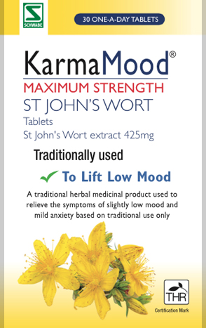 Schwabe Pharma KarmaMood Maximum Strength St John's Wort Extract 425mg Tablet... 