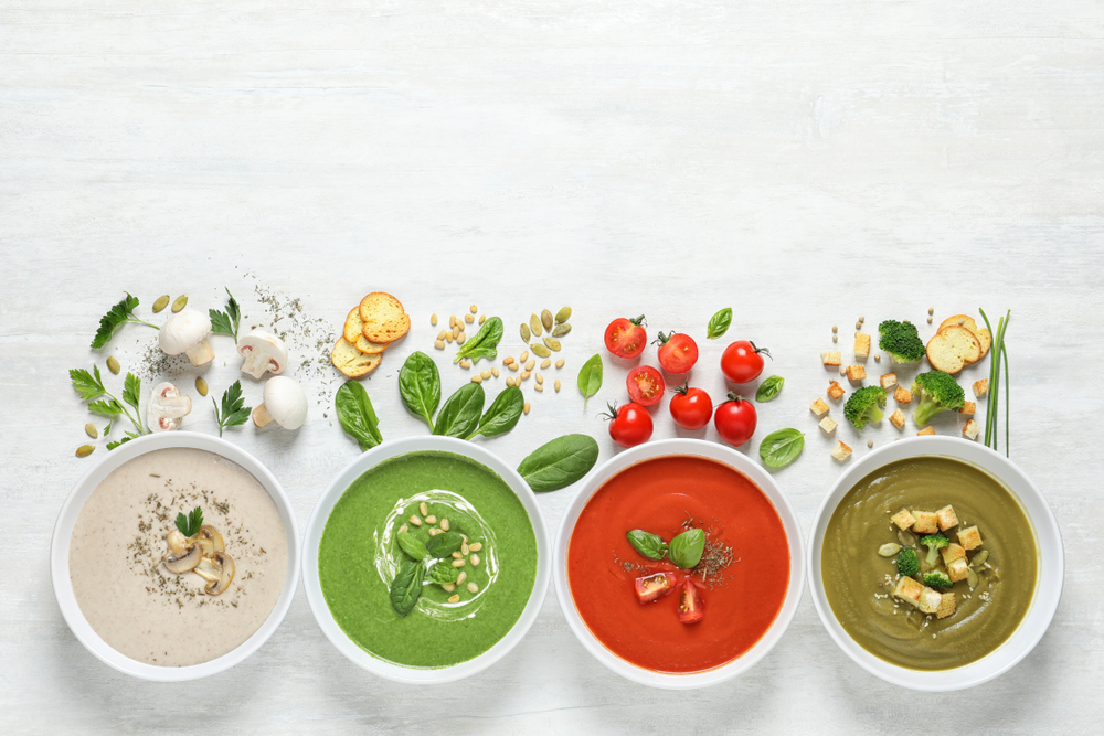 A range of homemade soups