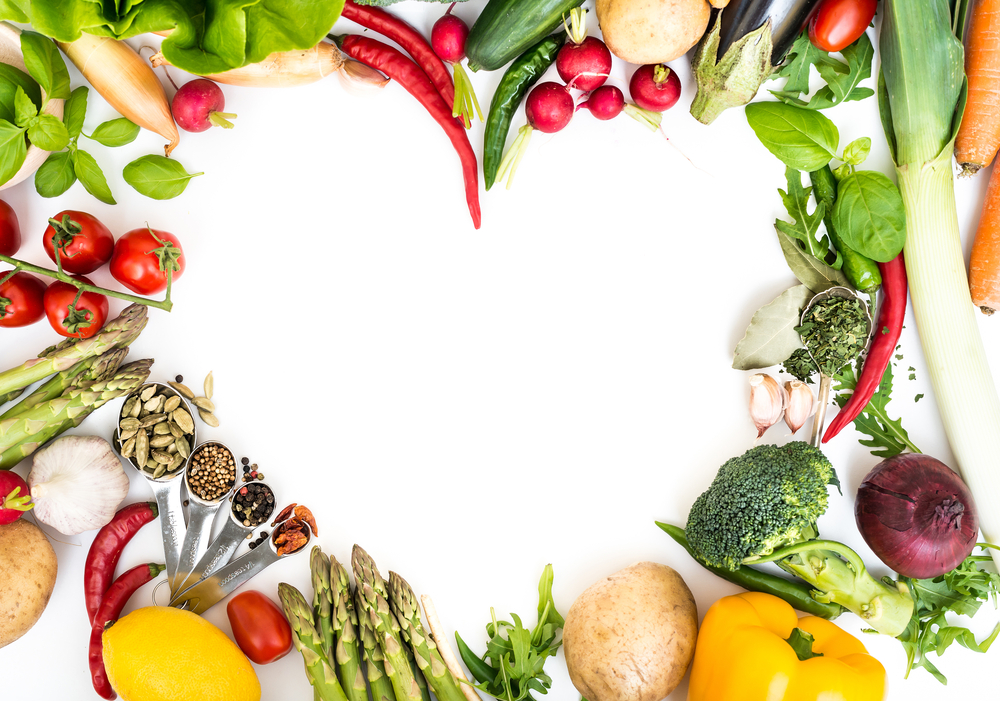 Fruit and veg making a heart shape
